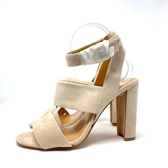 J. Crew | Suede Block Heel Sandals Cream 8 New! - Picture 1 of 8